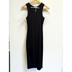 MARINE LAYER Lexi Rib Daytime Midi Dress Black Knit Solid Tank X-Small NWT